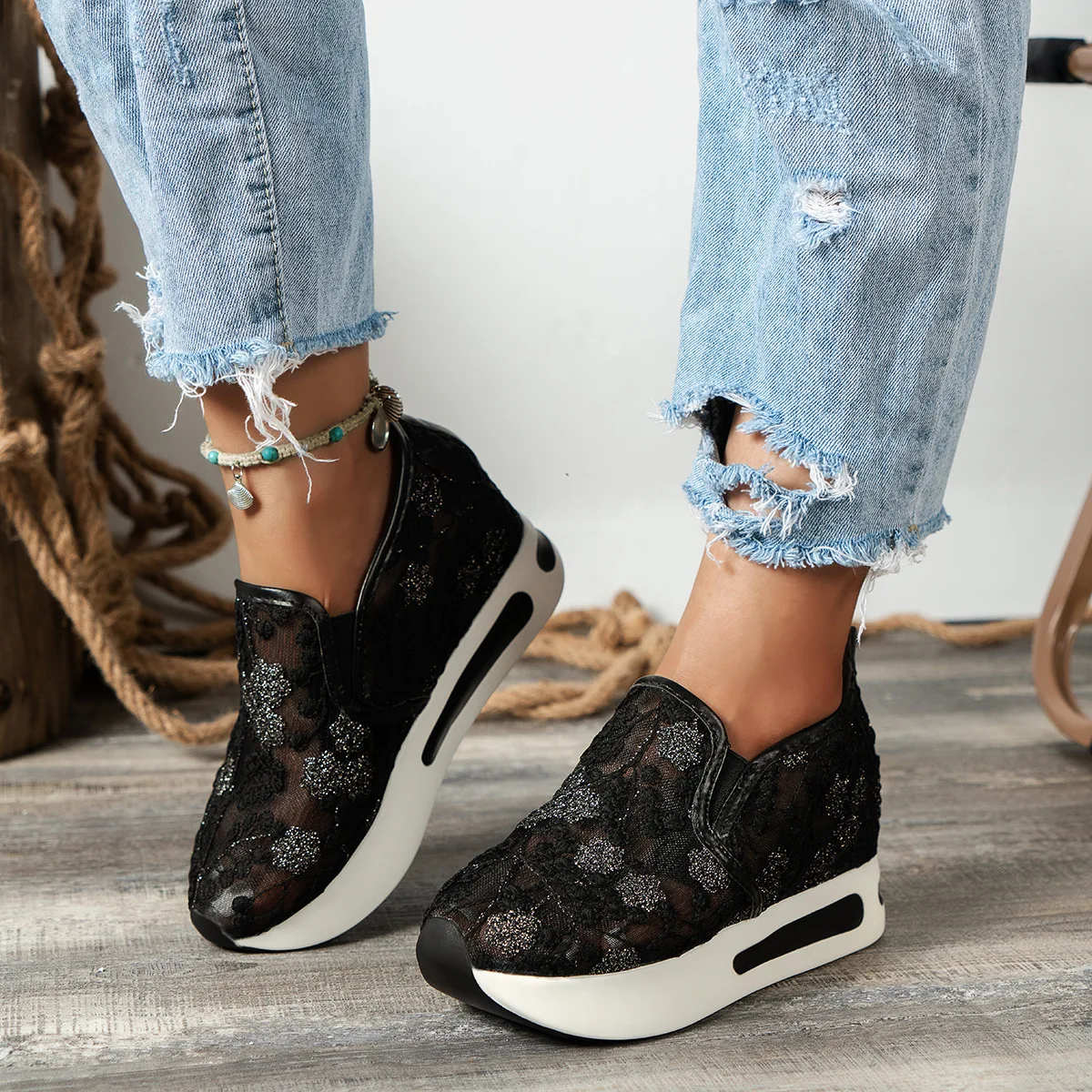 Lace Flats Platform Women Spor - Running Gear Woman 评论和价格